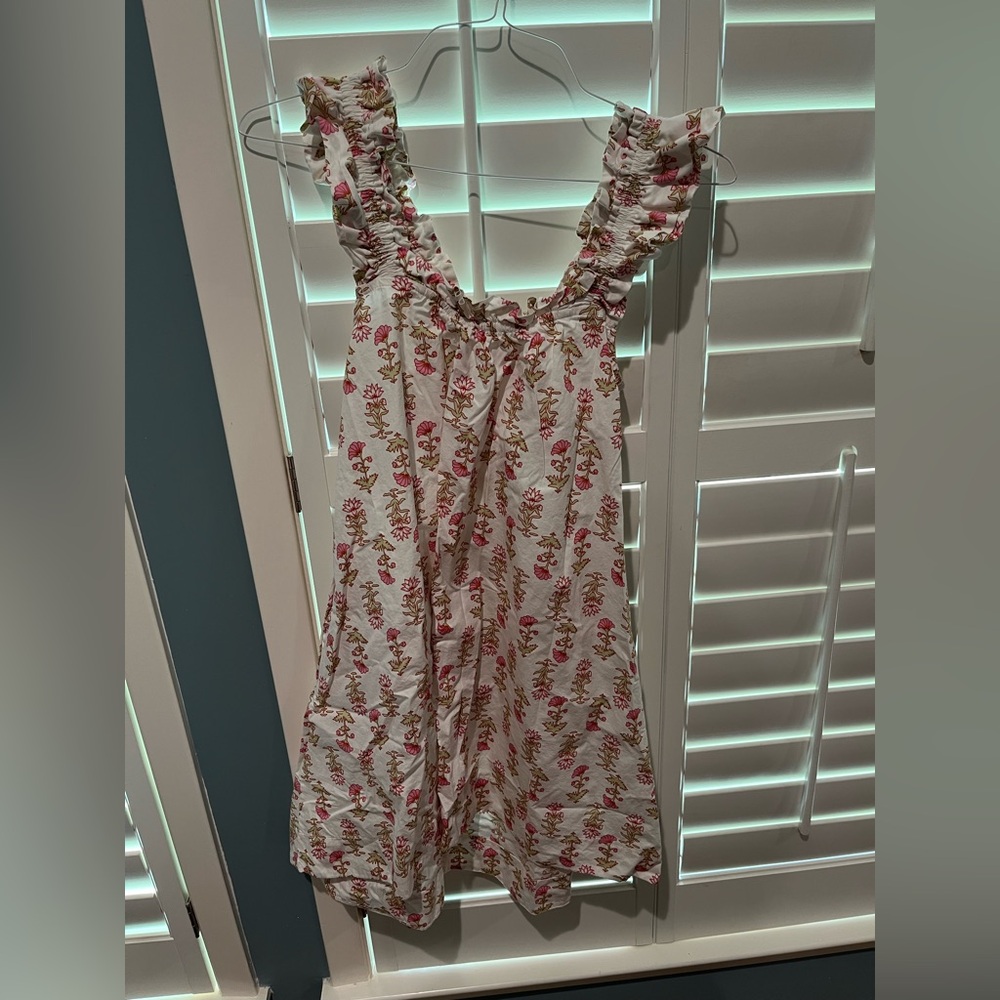 Piyama Floral Print Women's Pajama Dress size XS pink and green lotus